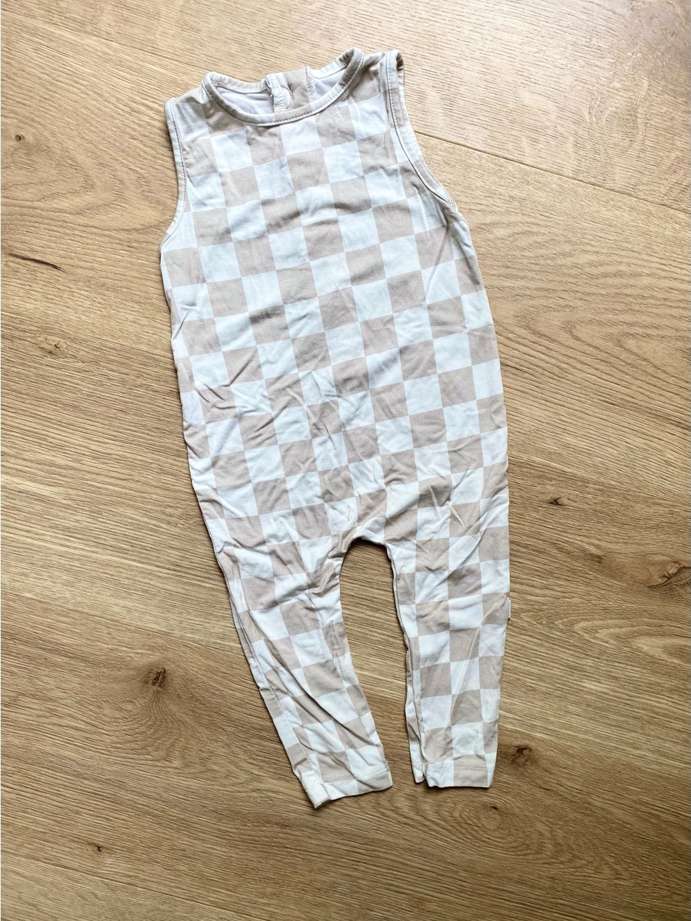 Forever French Sleeveless Checker Jumpsuit - Cream & Tan